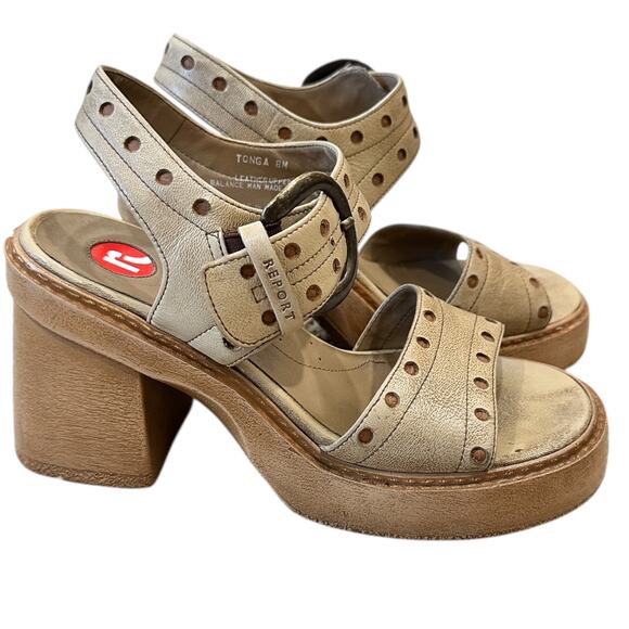 90s Report Tonga Destroy Chunky Open-toe Platforms - Picture 1 of 8